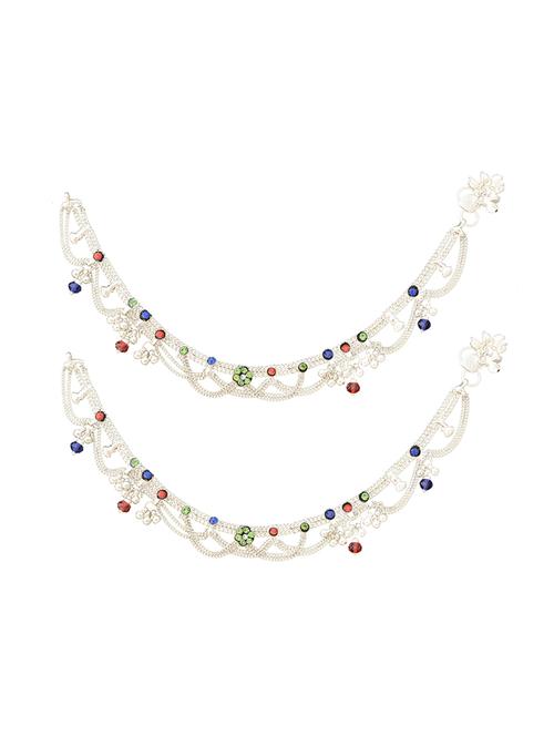 silver metal anklets and payal - 15017491 - Very Small Image - 1