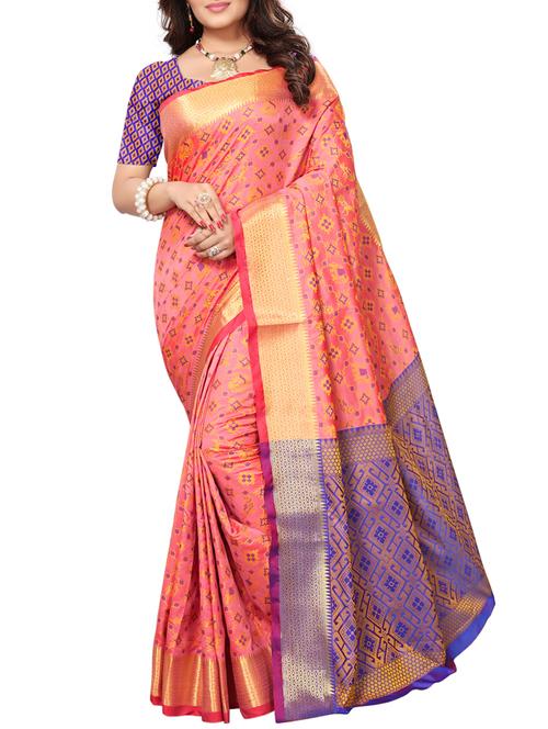 zari woven saree with blouse - 15019253 - Very Small Image - 1