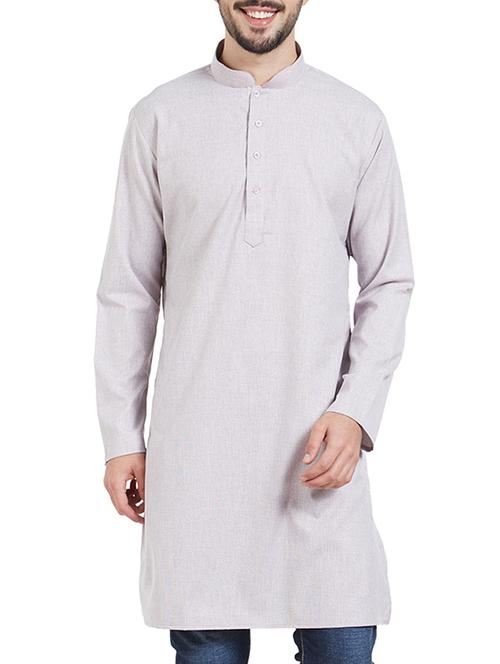purple cotton long kurta - 15019281 - Very Small Image - 1