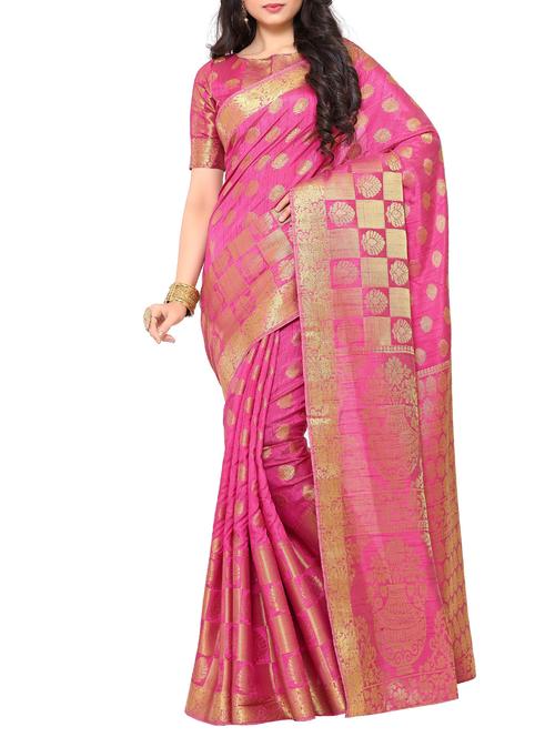 pink art silk kanjivaram saree - 15019290 - Very Small Image - 1