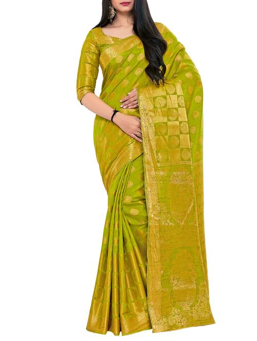 mehandi art silk kanjivaram saree - 15019291 - Very Small Image - 1