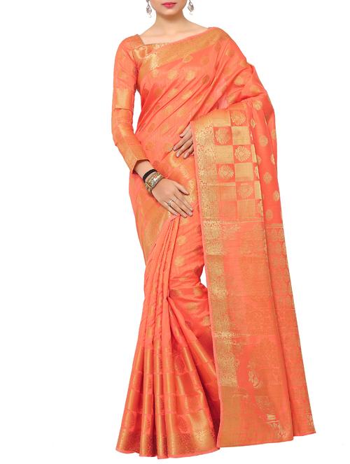 orange art silk kanjivaram saree - 15019292 - Very Small Image - 1