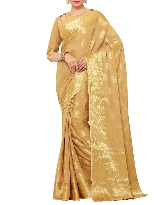 zari motif woven saree with blouse - 15019319 - Very Small Image - 1