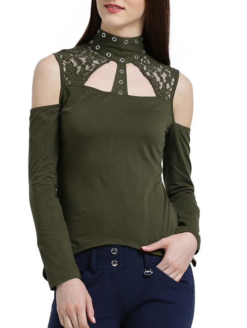 olive green solid asymmetric top - 15019691 - Very Small Image - 1