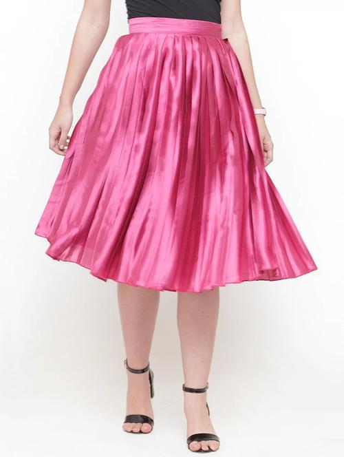 pink solid pleated skirt - 15019748 - Very Small Image - 1