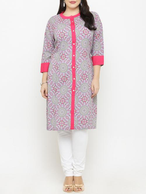 purple cotton a-line kurta - 15019753 - Very Small Image - 1