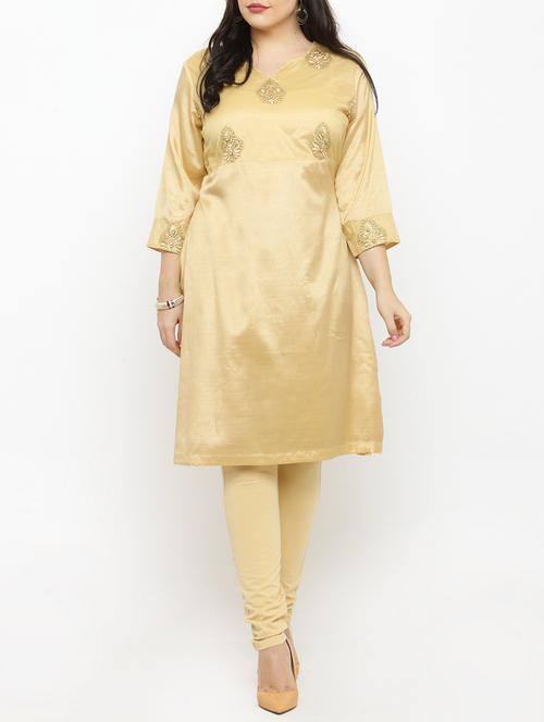 yellow viscose straight kurta - 15019756 - Very Small Image - 1