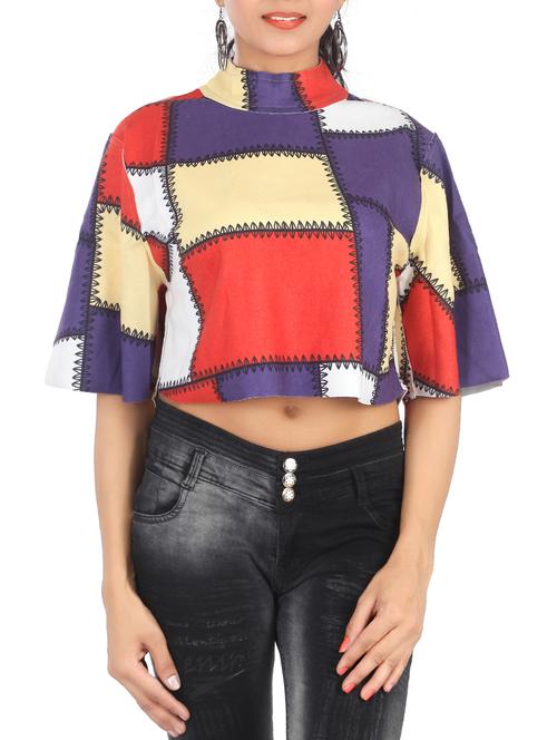 purple printed crop top - 15020568 - Very Small Image - 1