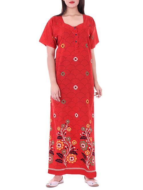 red printed nightwear gown - 15022609 - Very Small Image - 1