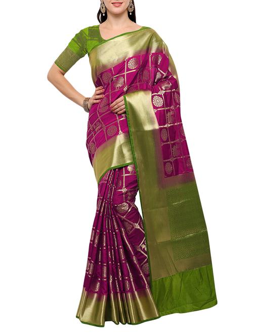 zari banarasi silk saree with blouse - 15023142 - Very Small Image - 1