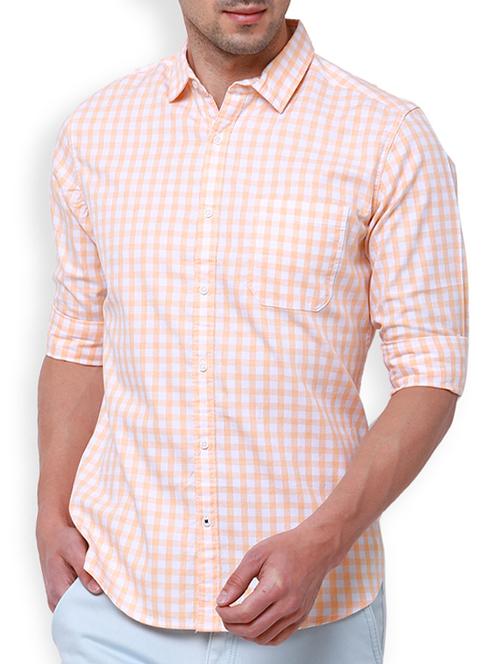 orange cotton casual shirt - 15024739 - Very Small Image - 1