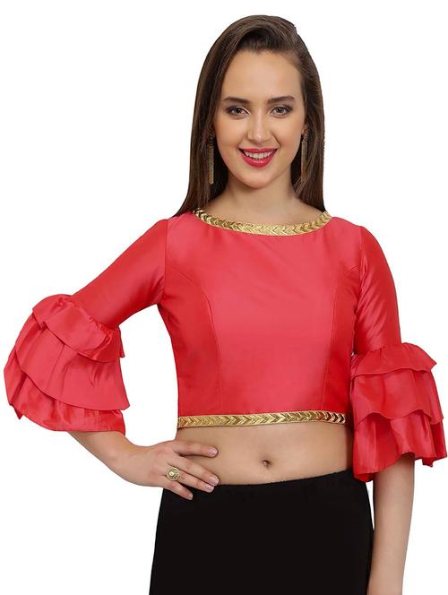 pink solid stitched blouse - 15025171 - Very Small Image - 1