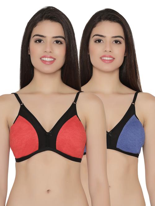 set of 2 multicolored cotton bra - 15025625 - Very Small Image - 1