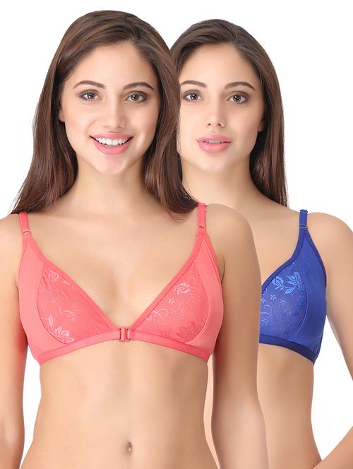 set of 2 lace detail front open bra - 15025637 - Very Small Image - 1