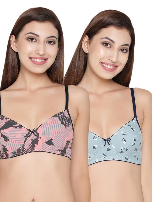 set of 2 multi colored cotton t-shirt bra - 15025641 - Very Small Image - 1