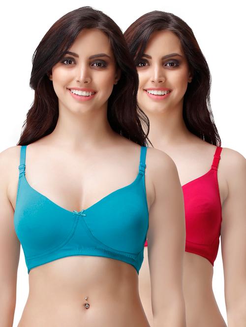 set of 2 multicolored cotton t-shirt bra - 15025643 - Very Small Image - 1
