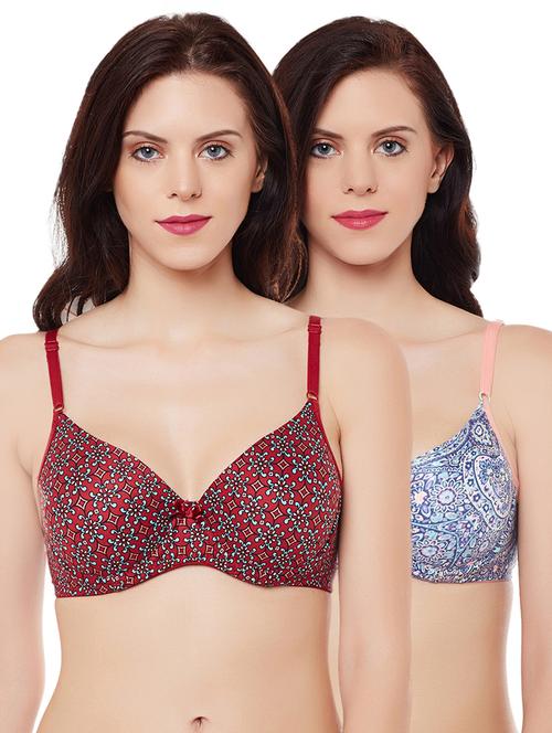 set of 2 multicolored cotton t-shirt bra - 15025645 - Very Small Image - 1