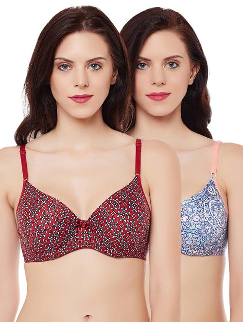 set of 2 multicolored cotton t-shirt bra - 15025646 - Very Small Image - 1