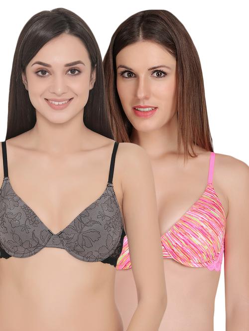 set of 2 multi colored plunge bra - 15025665 - Very Small Image - 1