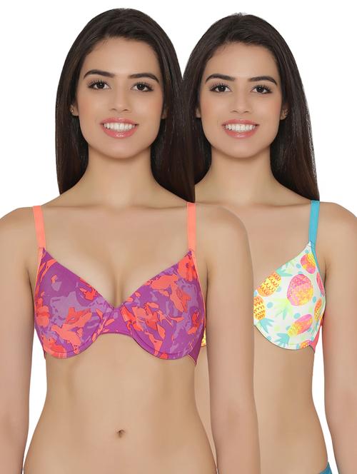 set of 2 multicolored cotton t-shirt bra - 15025669 - Very Small Image - 1