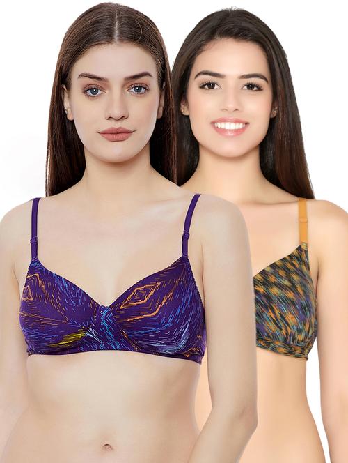 set of 2 multicolored cotton t-shirt bra - 15025670 - Very Small Image - 1