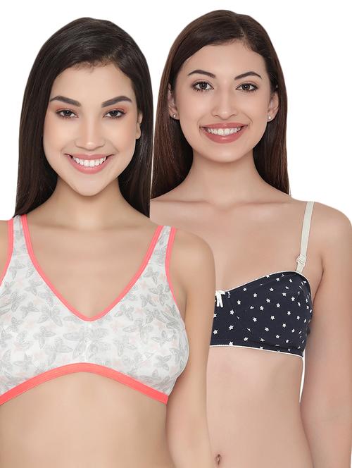 set of 2 multi colored cotton bra - 15025689 - Very Small Image - 1