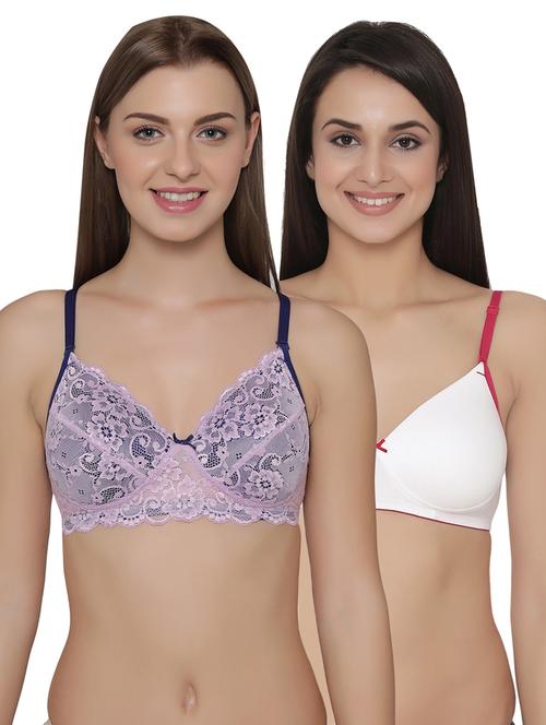 set of 2 multicolored cotton bra - 15025696 - Very Small Image - 1