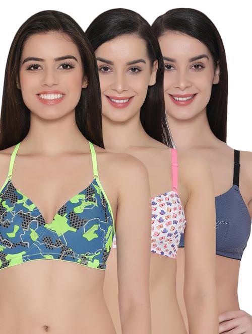 set of 3 multi colored cotton t-shirt bra - 15025701 - Very Small Image - 1