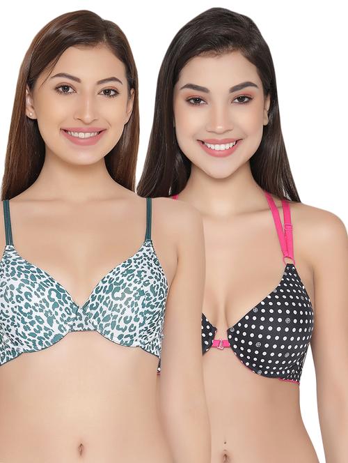 set of 2 multi colored plunge bra - 15025704 - Very Small Image - 1