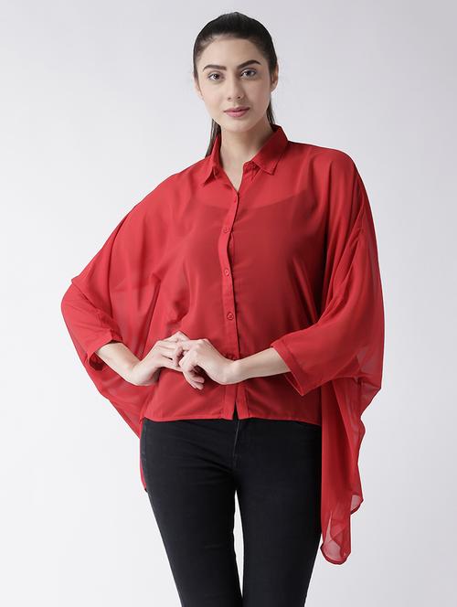 bat wing sleeved sheered shirt - 15026141 - Very Small Image - 1