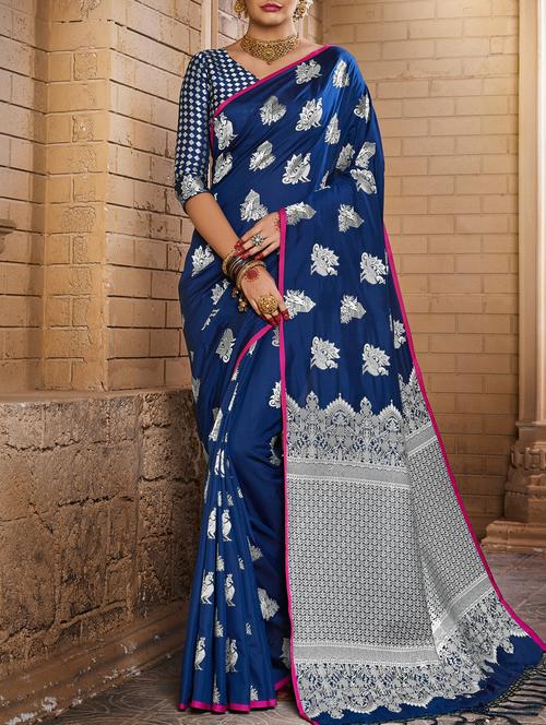 conversational zari woven saree with blouse - 15026163 - Very Small Image - 1