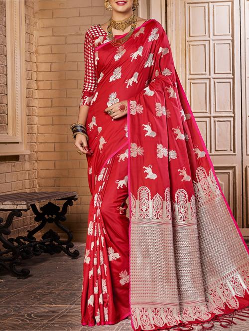 conversational zari woven saree with blouse - 15026164 - Very Small Image - 1