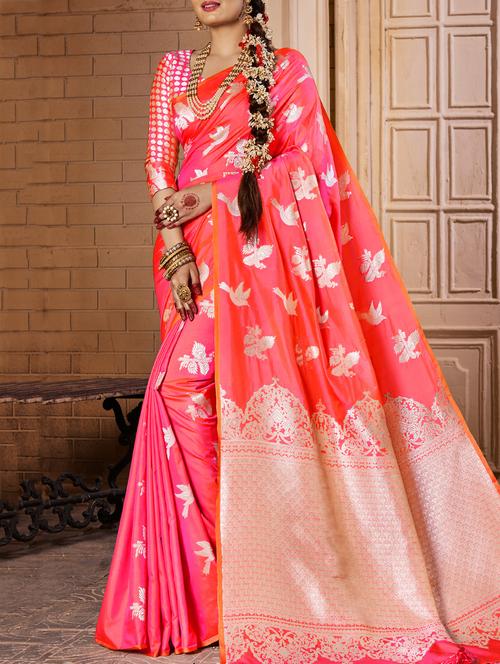 conversational zari woven saree with blouse - 15026169 - Very Small Image - 1