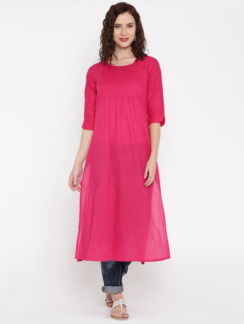 pink cotton kurta - 15026278 - Very Small Image - 1