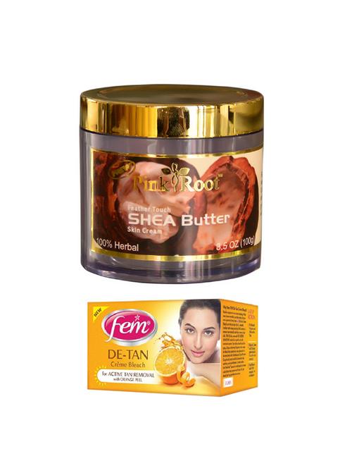 fem de-tan crème bleach 30g and pink root shea butter skin cream 100gm - 15026698 - Very Small Image - 1