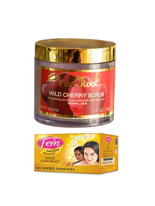 fem gold crème bleach 30g and pink root wild cherry scrub 100gm - 15026727 - Very Small Image - 1