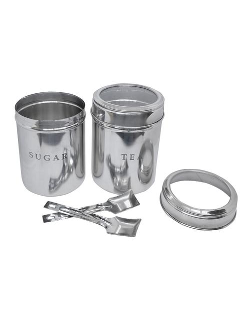 set of 2 tea and sugar see through canisters lids with spoons - 15026765 - Very Small Image - 1