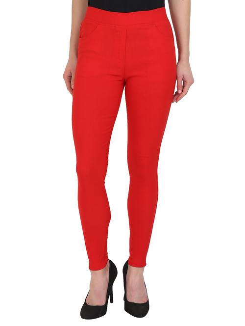 red cotton jeggings - 15027538 - Very Small Image - 1