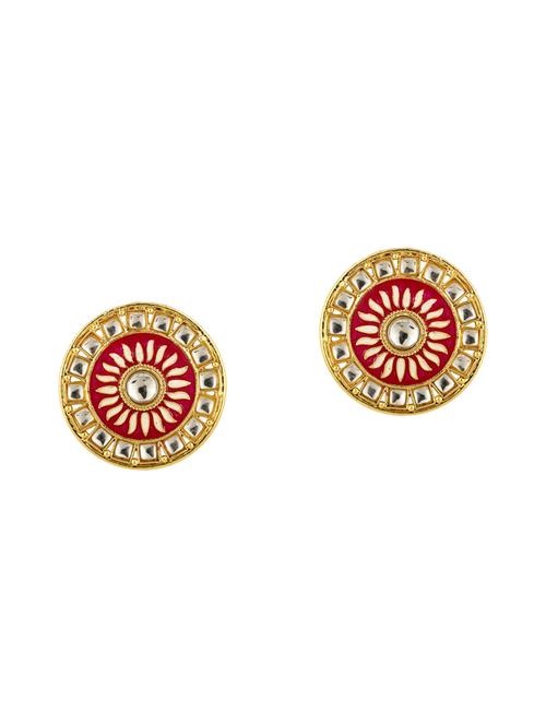 red brass kundan earrings - 15028238 - Very Small Image - 1