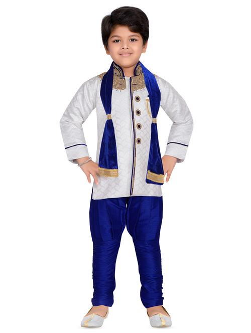 blue silk blend kurta set - 15028277 - Very Small Image - 1