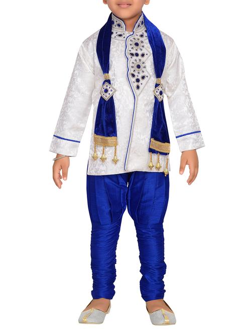 blue silk blend kurta set - 15028279 - Very Small Image - 1
