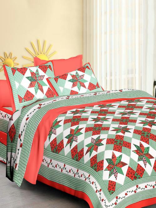 cotton double bedsheet with 2 pillow covers - 15029043 - Very Small Image - 1