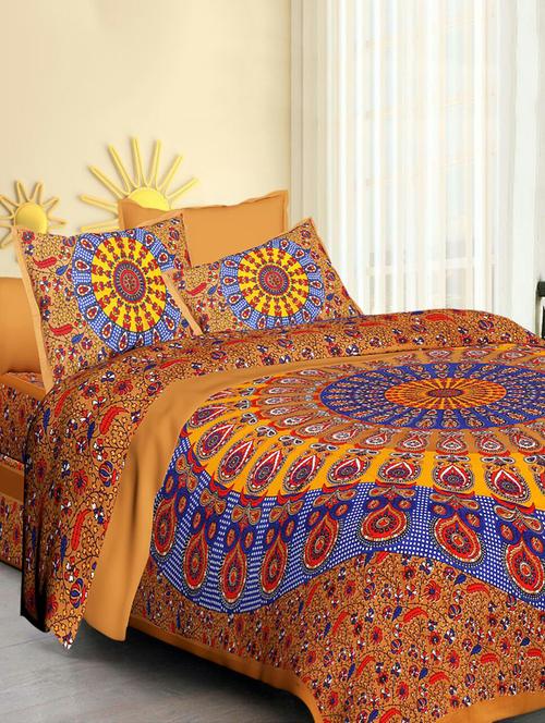 cotton double bedsheet with 2 pillow covers - 15029057 - Very Small Image - 1