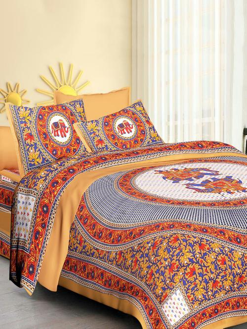 cotton double bedsheet with 2 pillow covers - 15029062 - Very Small Image - 1