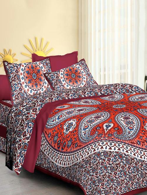 cotton double bedsheet with 2 pillow covers - 15029066 - Very Small Image - 1