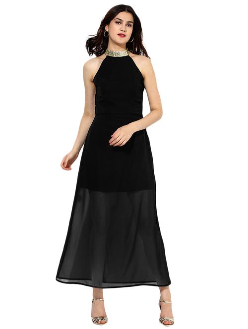 mesh panel embellished a-line dress - 15029741 - Very Small Image - 1