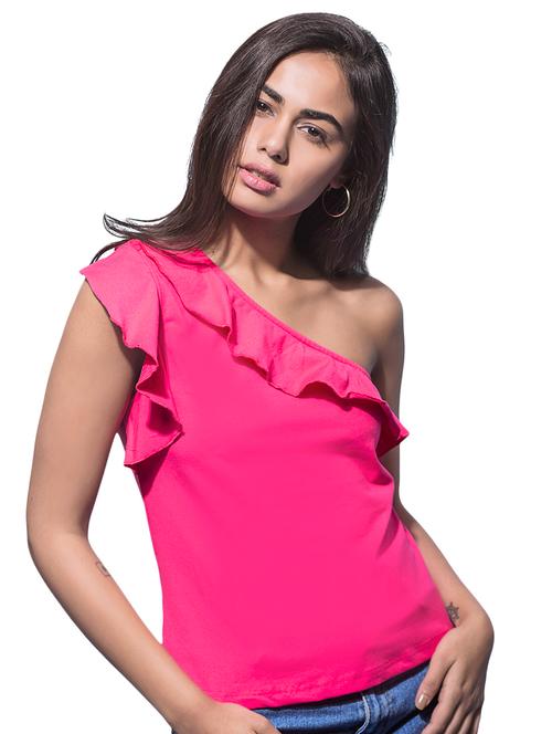 single shoulder ruffled top - 15029761 - Very Small Image - 1