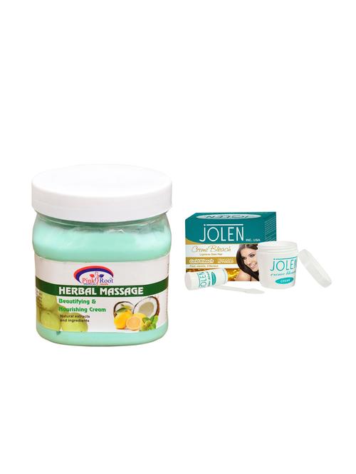 jolen gold bleach crème 18g and pink root almond nourishing cream 500ml - 15029987 - Very Small Image - 1