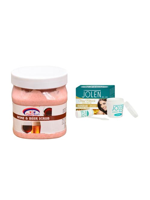 jolen gold bleach crème 18g and pink root wine & beer scrub 500ml - 15030014 - Very Small Image - 1