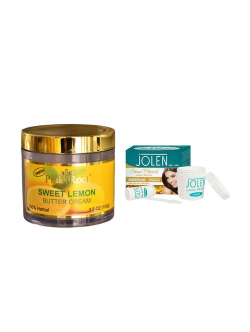 jolen gold bleach crème 18g and pink root sweet lemon butter cream 100gm - 15030015 - Very Small Image - 1